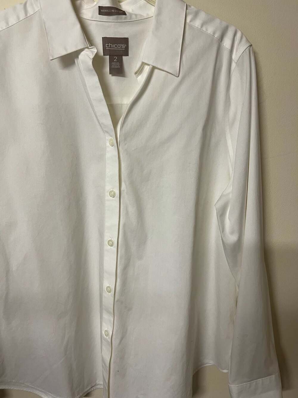 Chico's Wrinkle Resistant White Button Down Shirt Women's Size 2